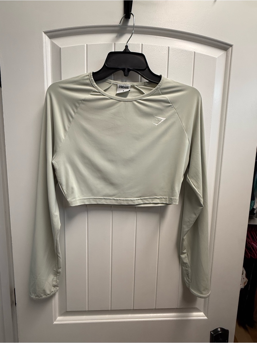 Gymshark Long Sleeve Crop Top Mint Green With Thumbholes Size Small Like New